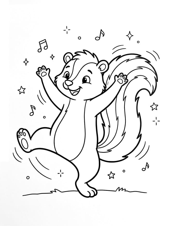 Coloriage Moufette dansante