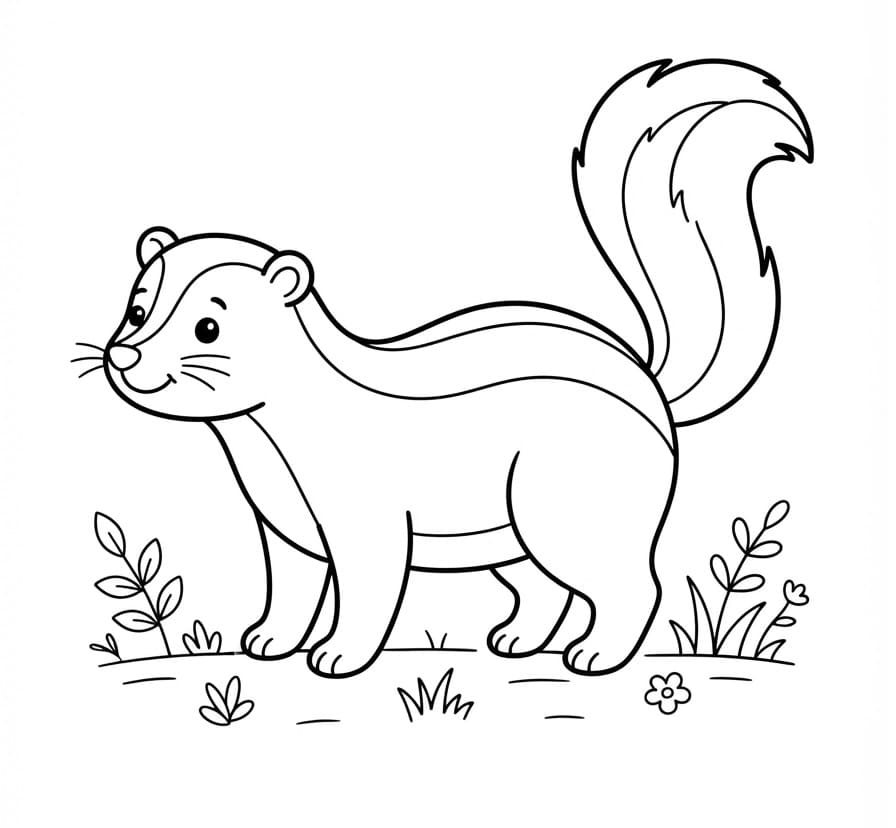 Coloriage Moufette heureuse