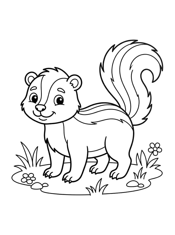 Coloriage Moufette souriante