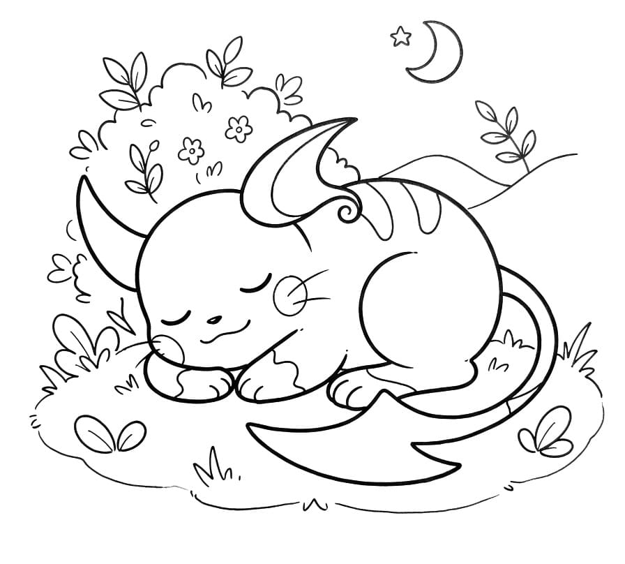Coloriage Pokemon Raichu endormi