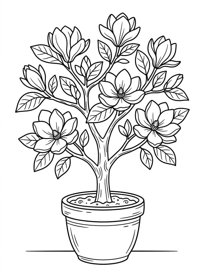 Coloriage Pot de magnolia