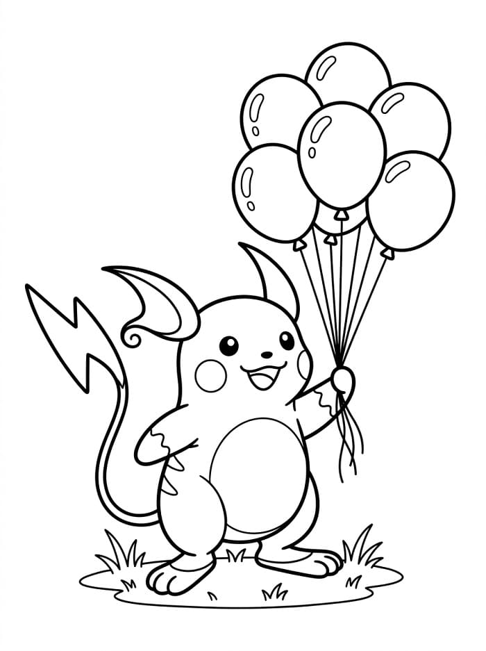 Coloriage Raichu avec des ballons