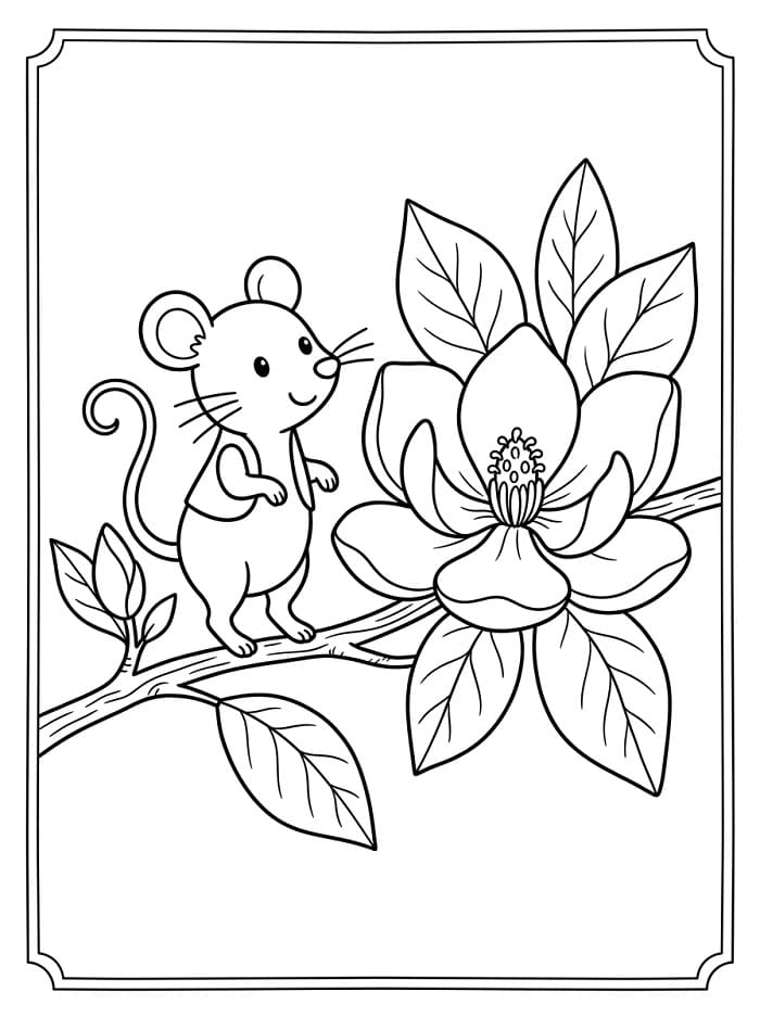 Coloriage Souris avec Magnolia
