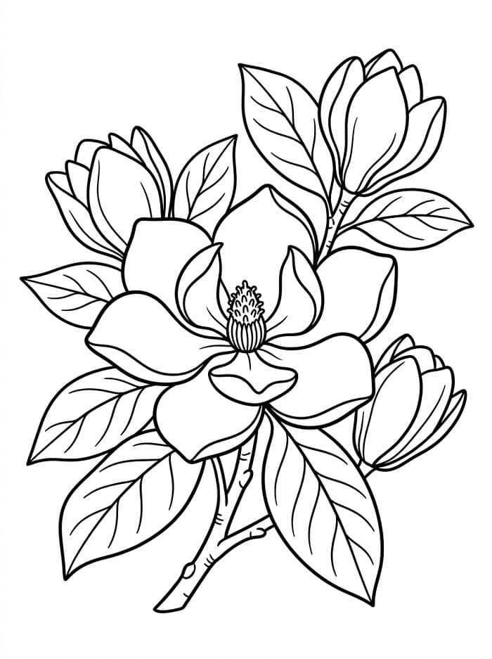 Coloriage Un joli magnolia