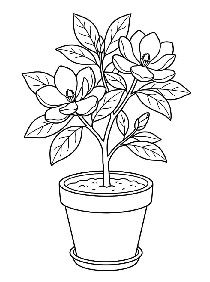 Coloriage Un pot de magnolia