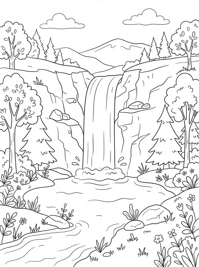 Coloriage Une Belle cascade