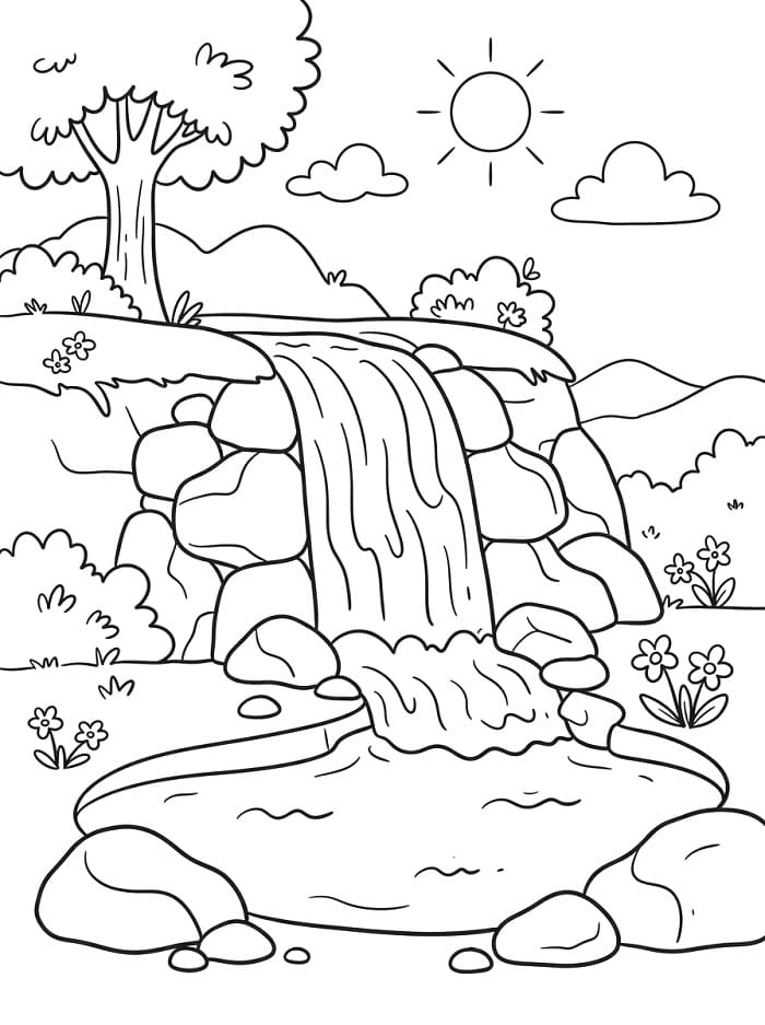 Coloriage Une magnifique cascade