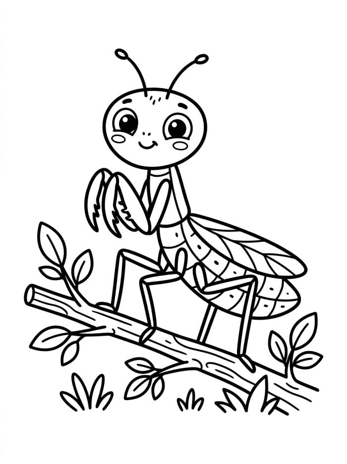 Coloriage Une mante religieuse mignonne