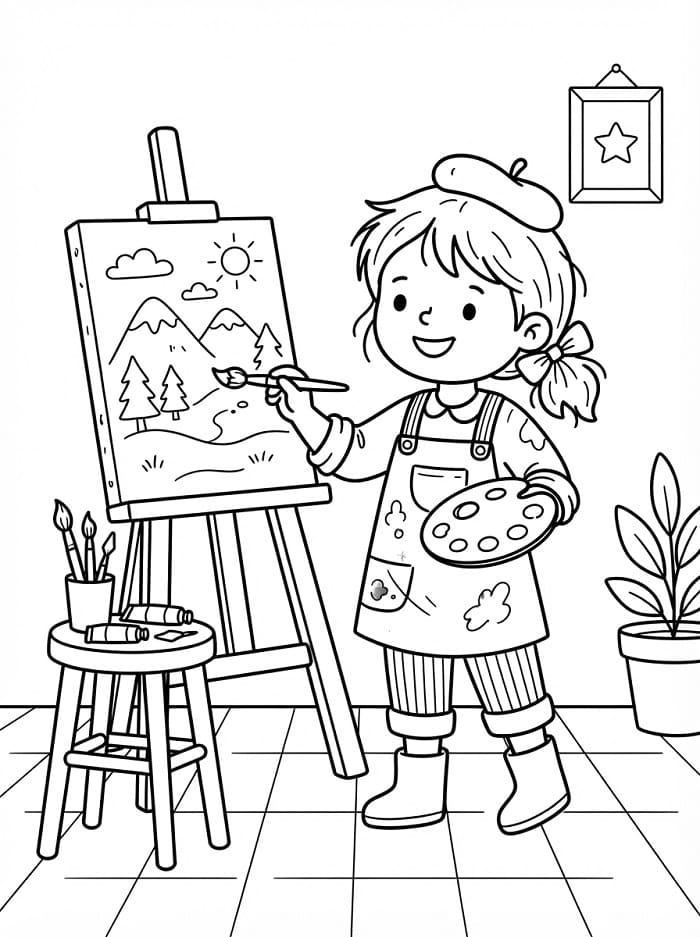 Coloriage Adorable peintre