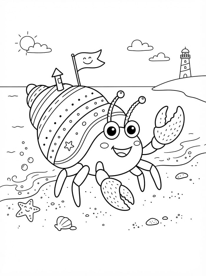 Coloriage Bernard-l'ermite de dessin animé
