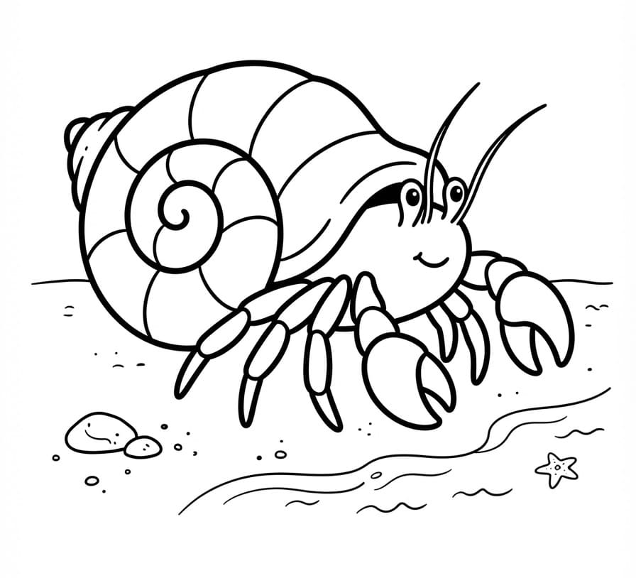 Coloriage Bernard-l'ermite mignon