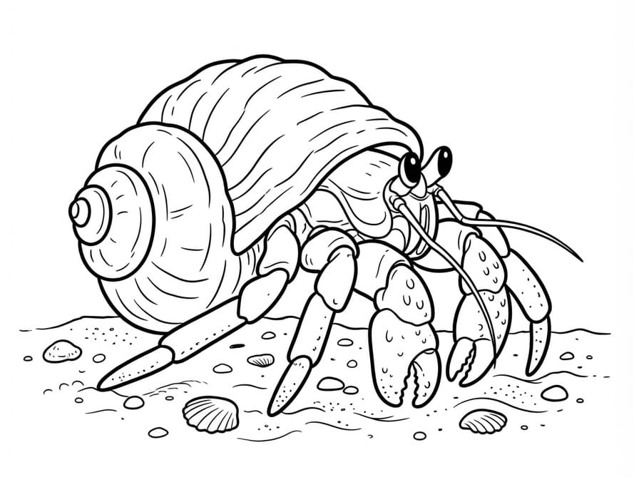Coloriage Bernard-l'ermite réaliste
