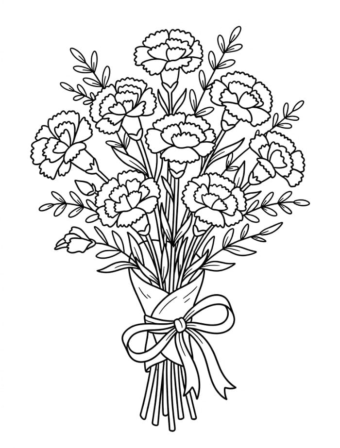 Coloriage Bouquet d'œillets