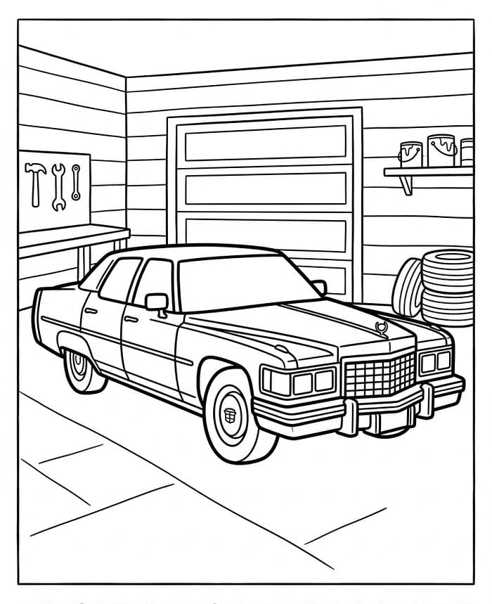 Coloriage Cadillac dans le garage