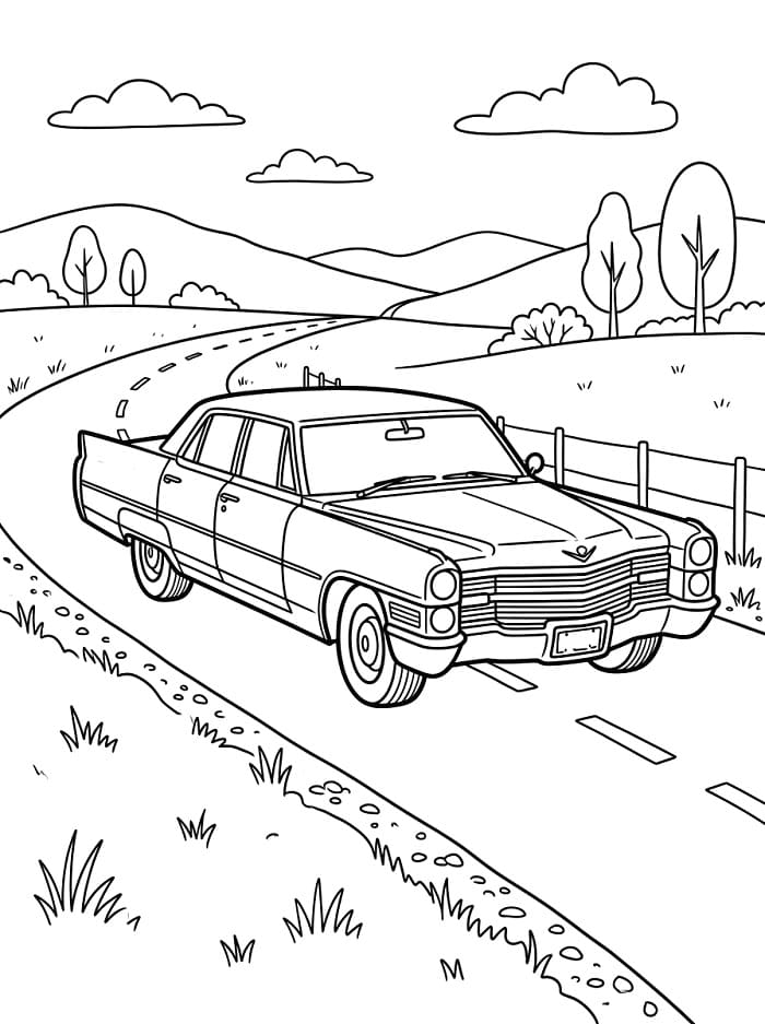 Coloriage Cadillac sur la route