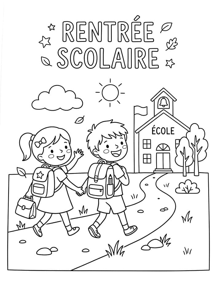 Coloriage Dessin de Rentrée Scolaire Gratuit