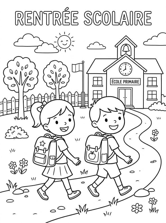 Coloriage Dessin de Rentrée Scolaire
