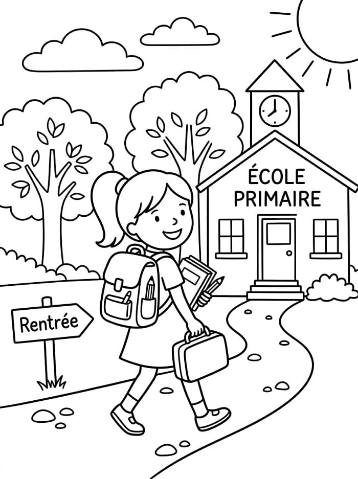 Coloriage Dessin Gratuit de Rentrée Scolaire