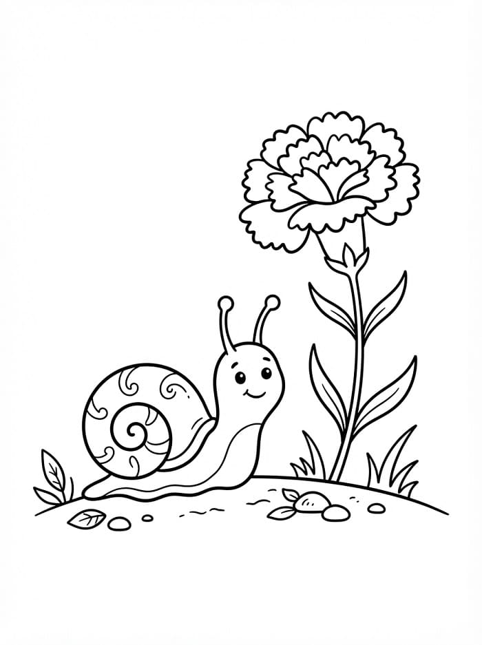 Coloriage Escargot avec œillet