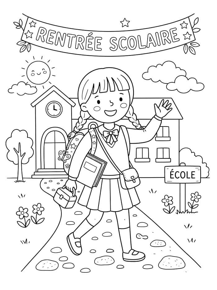 Coloriage Imprimable Gratuit Rentrée Scolaire Pour les Enfants