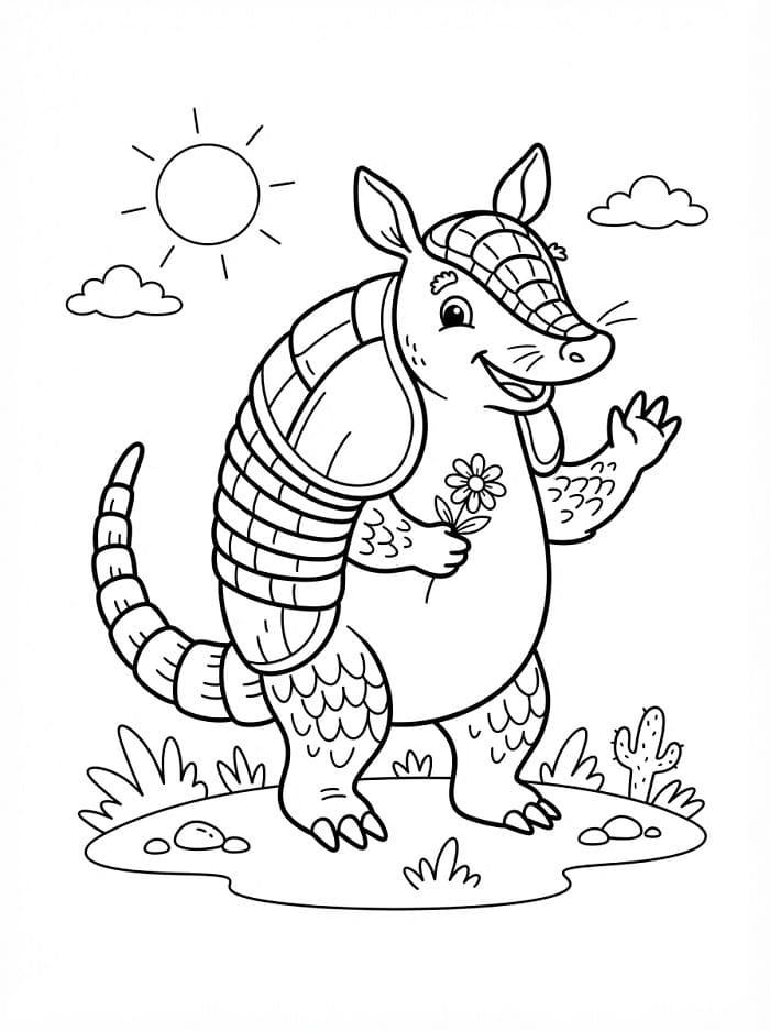 Coloriage Le tatou amical