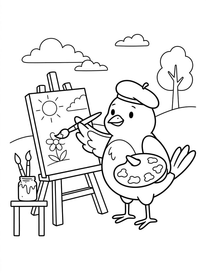 Coloriage L'oiseau peintre