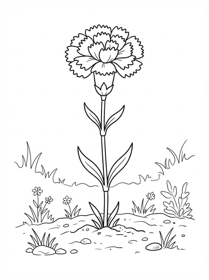Coloriage Œillet sur fond