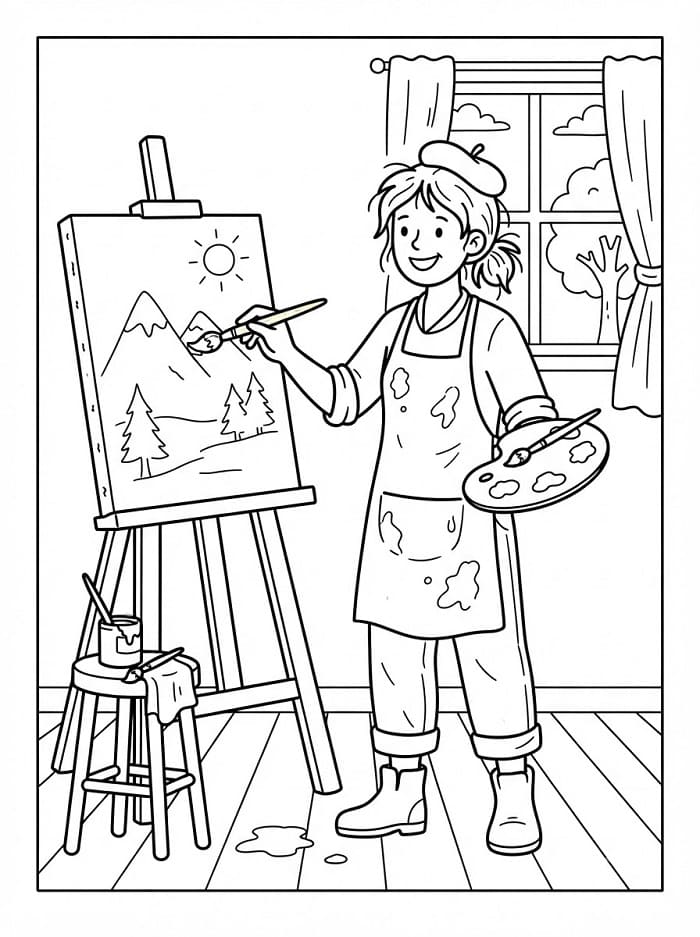 Coloriage Peintre de dessins animés