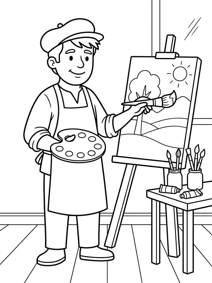 Coloriage Peintre Gratuit Pour les Enfants