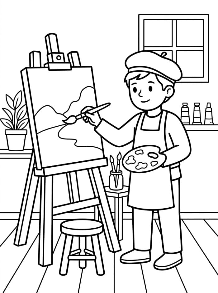 Coloriage Peintre Gratuit
