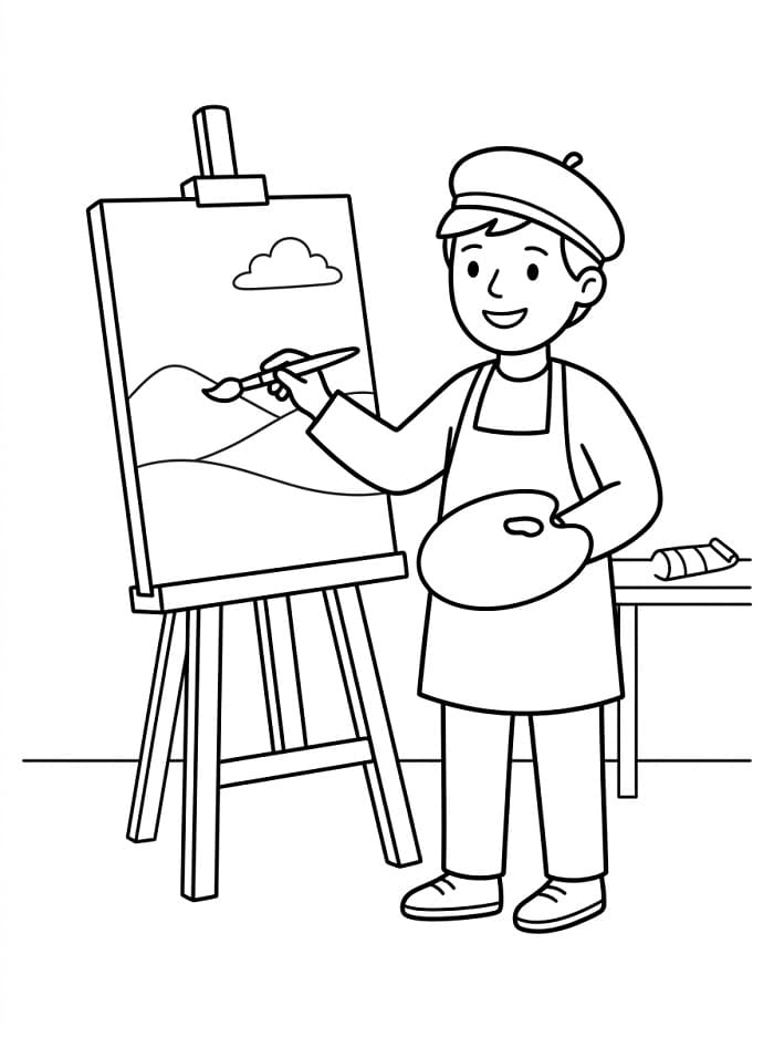 Coloriage Peintre