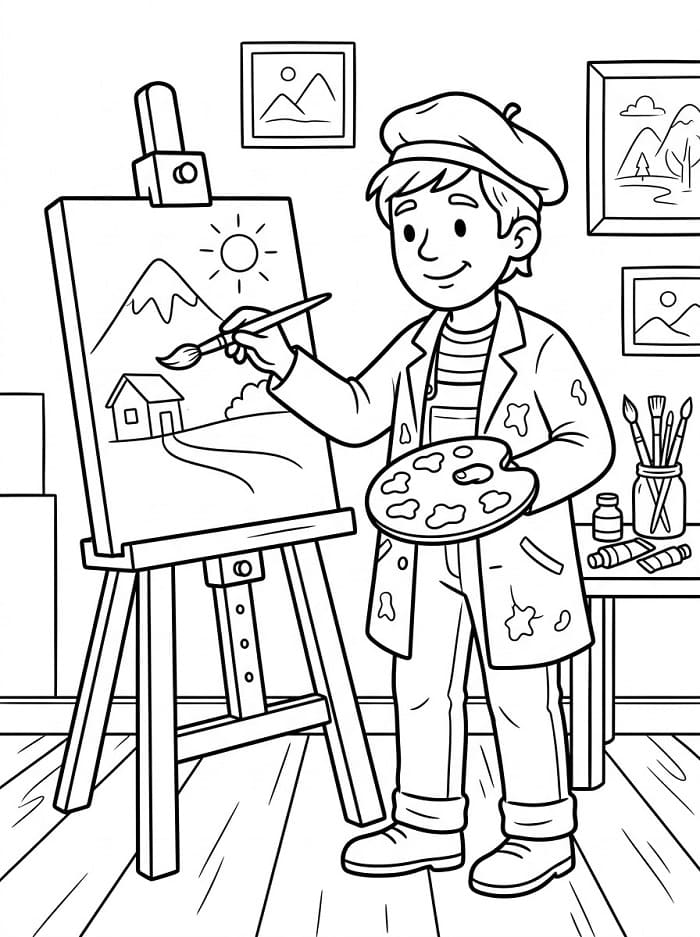 Coloriage Peintre Imprimable