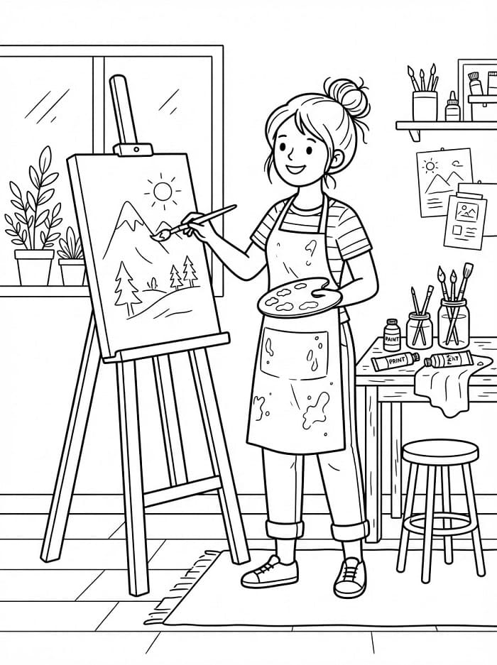 Coloriage Peintre Pour Enfants