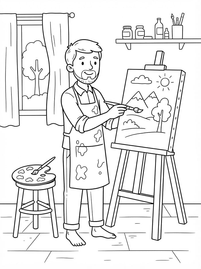 Coloriage Peintre Pour les Enfants