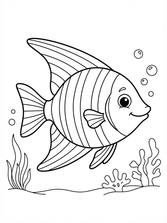 Coloriage Poisson-ange heureux