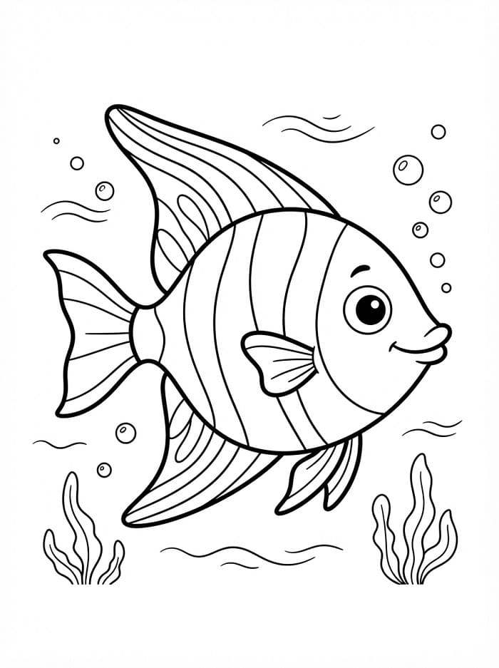 Coloriage Poisson-ange joyeux