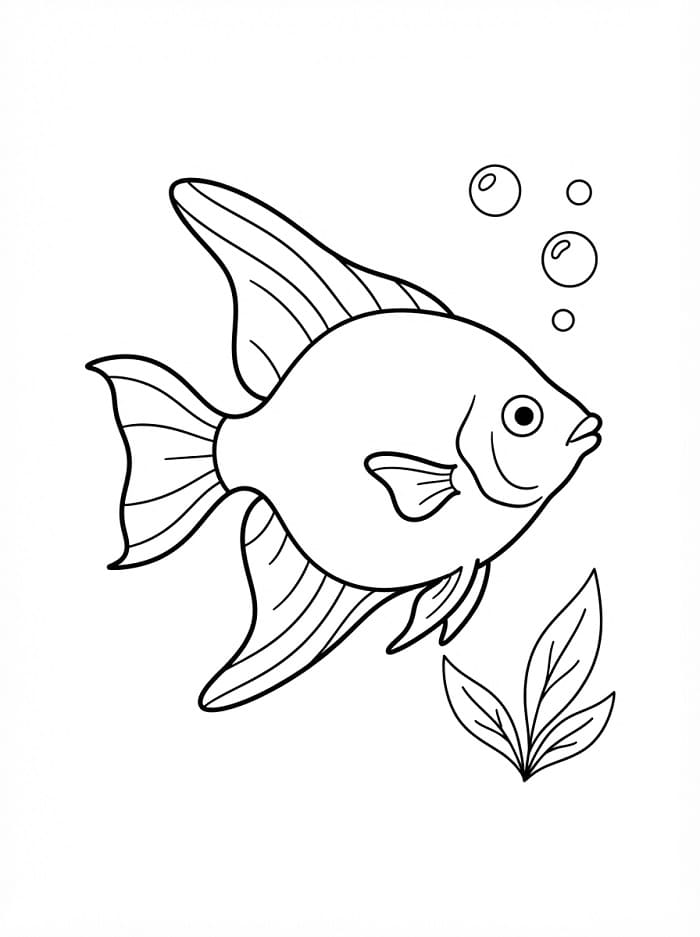 Coloriage Poisson-ange nageant