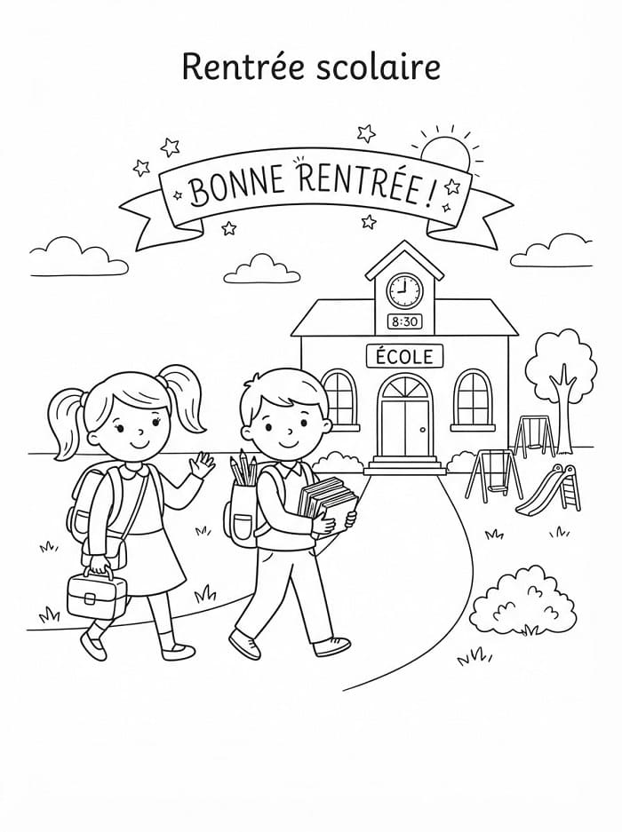 Coloriage Rentrée Scolaire Imprimable Gratuit Pour les Enfants