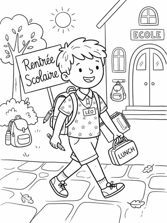 Coloriage Rentrée Scolaire Pour les Enfants