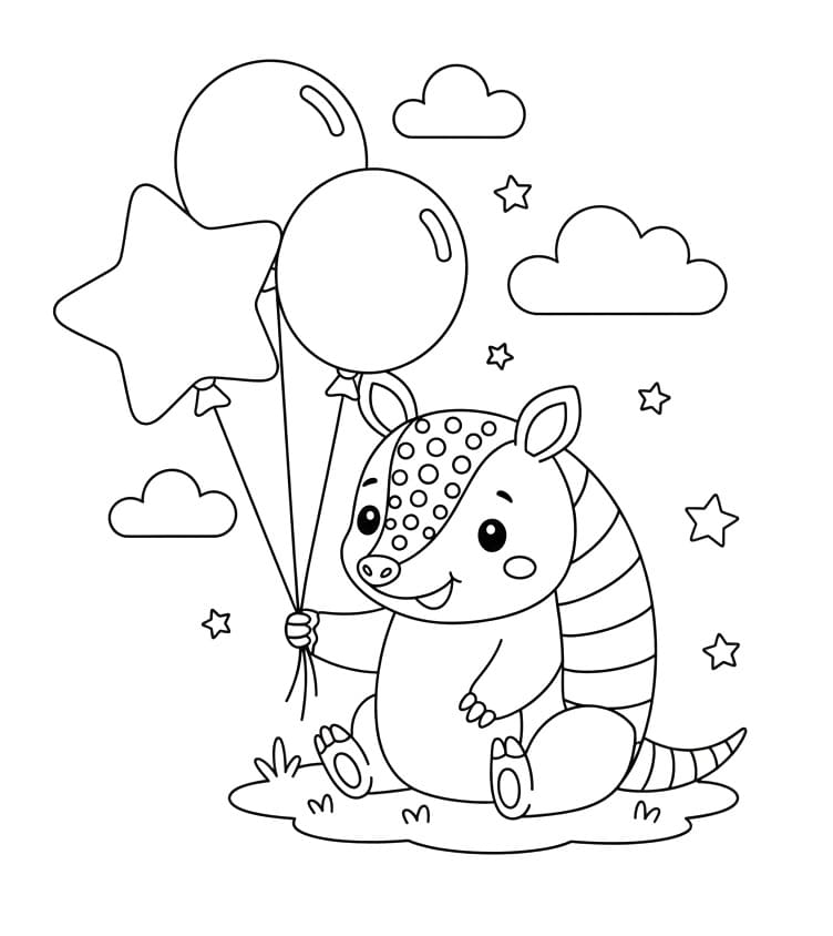 Coloriage Tatou et ballons