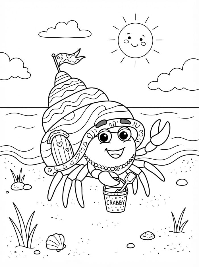 Coloriage Un bernard-l'ermite de dessin animé
