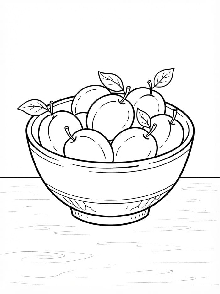 Coloriage Un bol de prunes