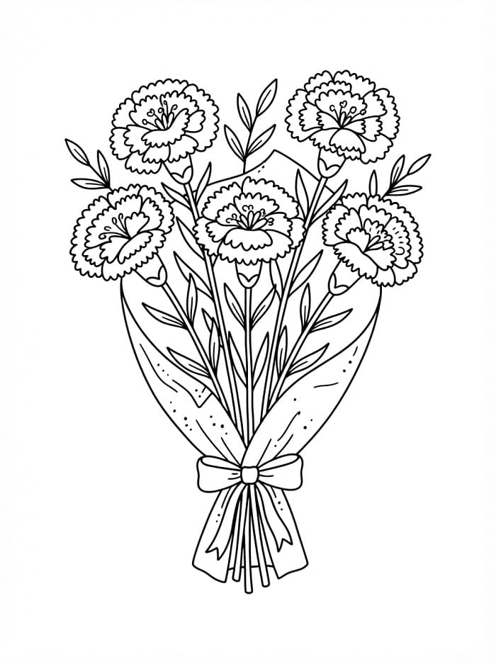 Coloriage Un bouquet d'œillets