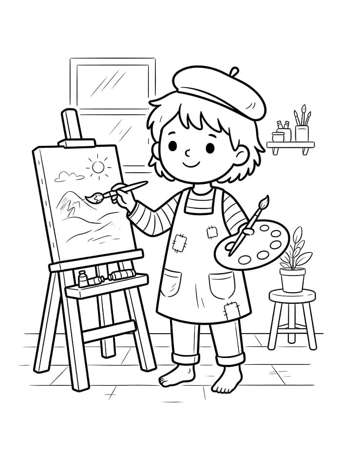Coloriage Un peintre mignon