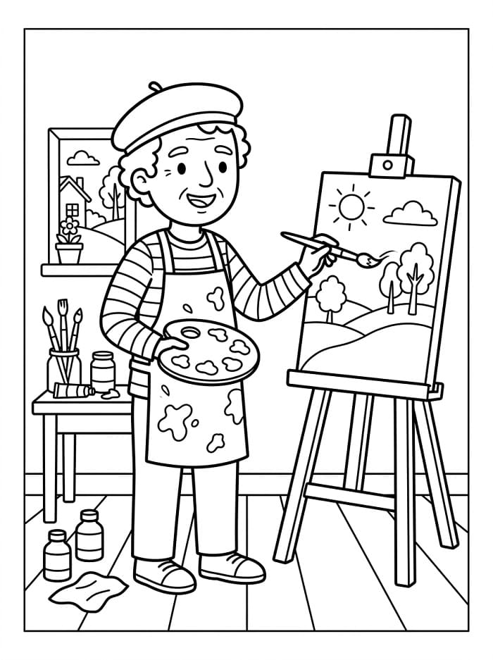Coloriage Un peintre