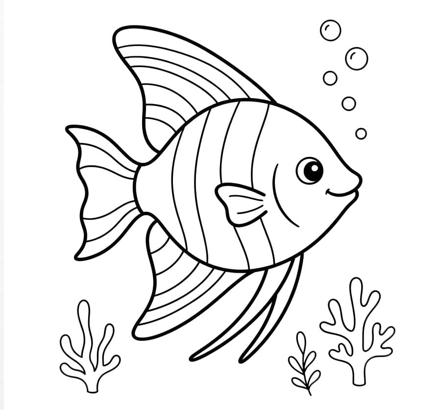 Coloriage Un poisson-ange mignon