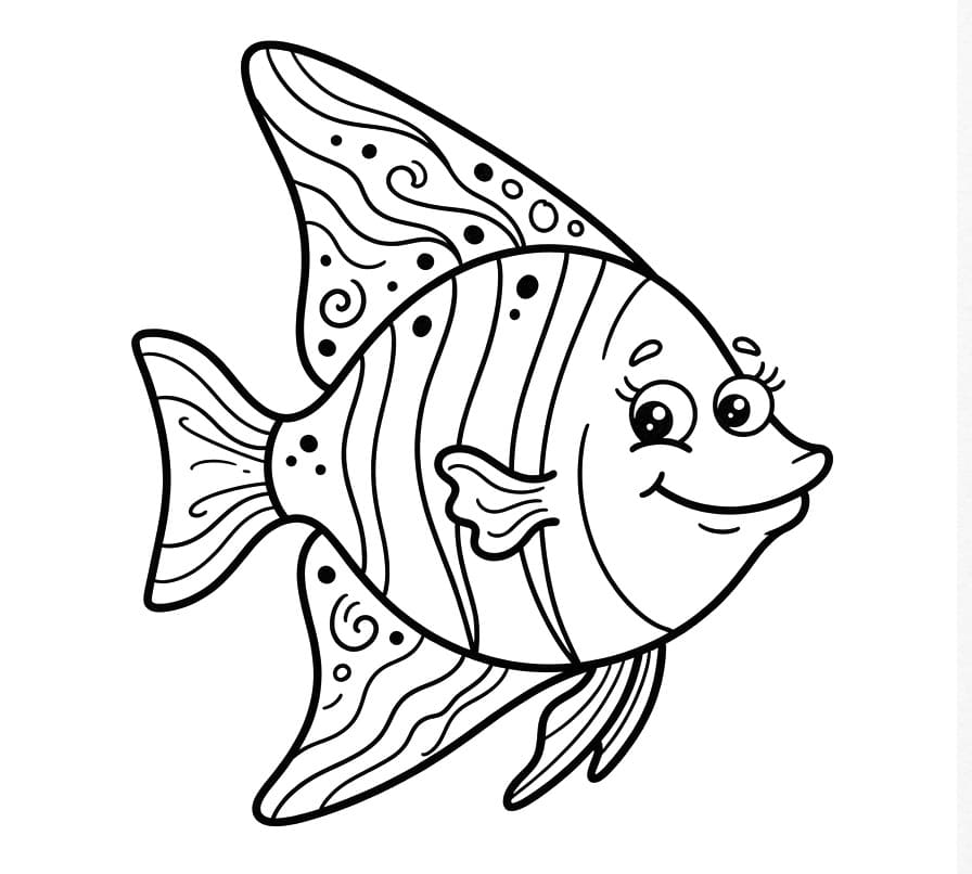Coloriage Un poisson-ange rigolo