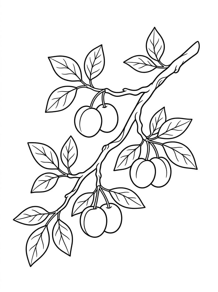 Coloriage Une branche de prunier