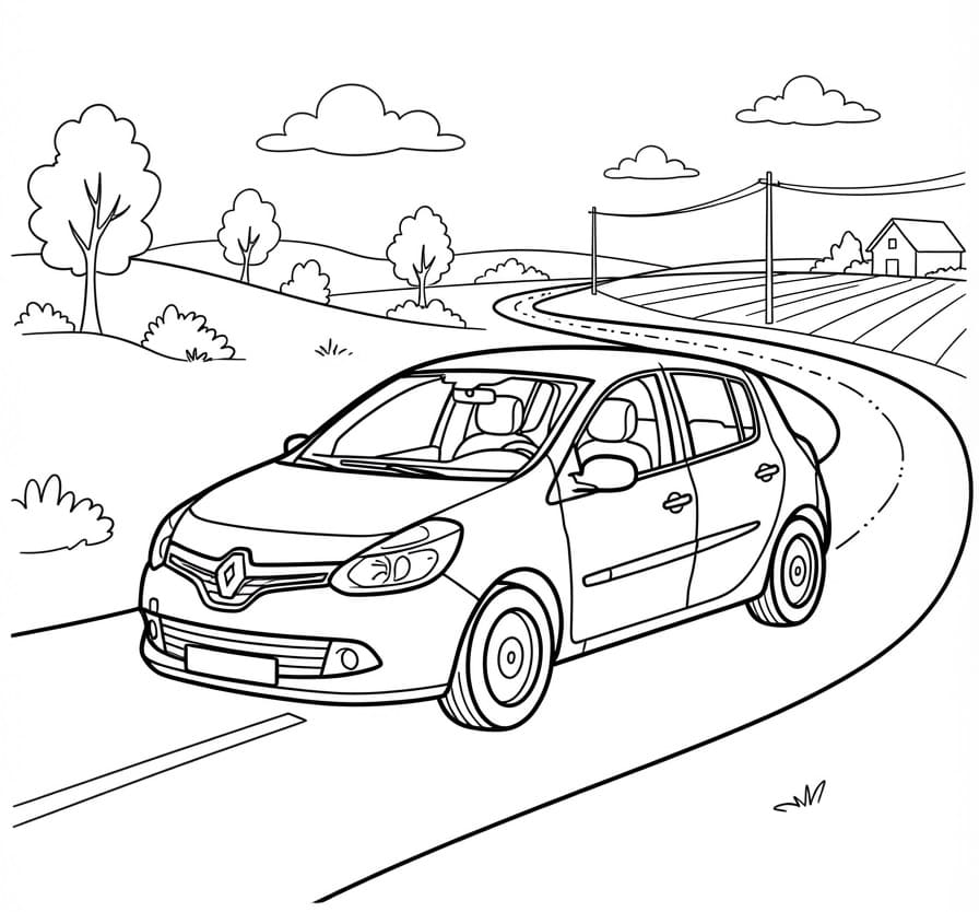 Coloriage Une Renault Sur la Route