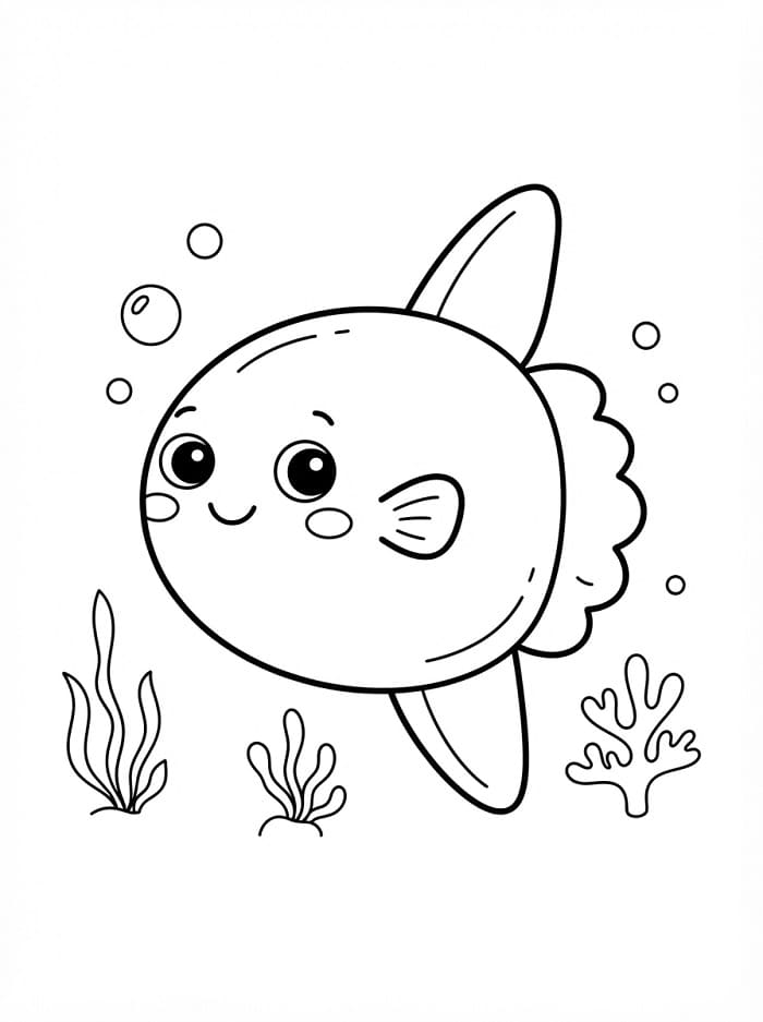 Coloriage Adorable poisson-lune